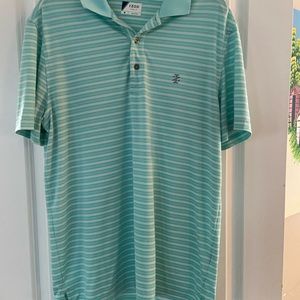 IZOD Mint Green and White Striped Golf Shirt Size M